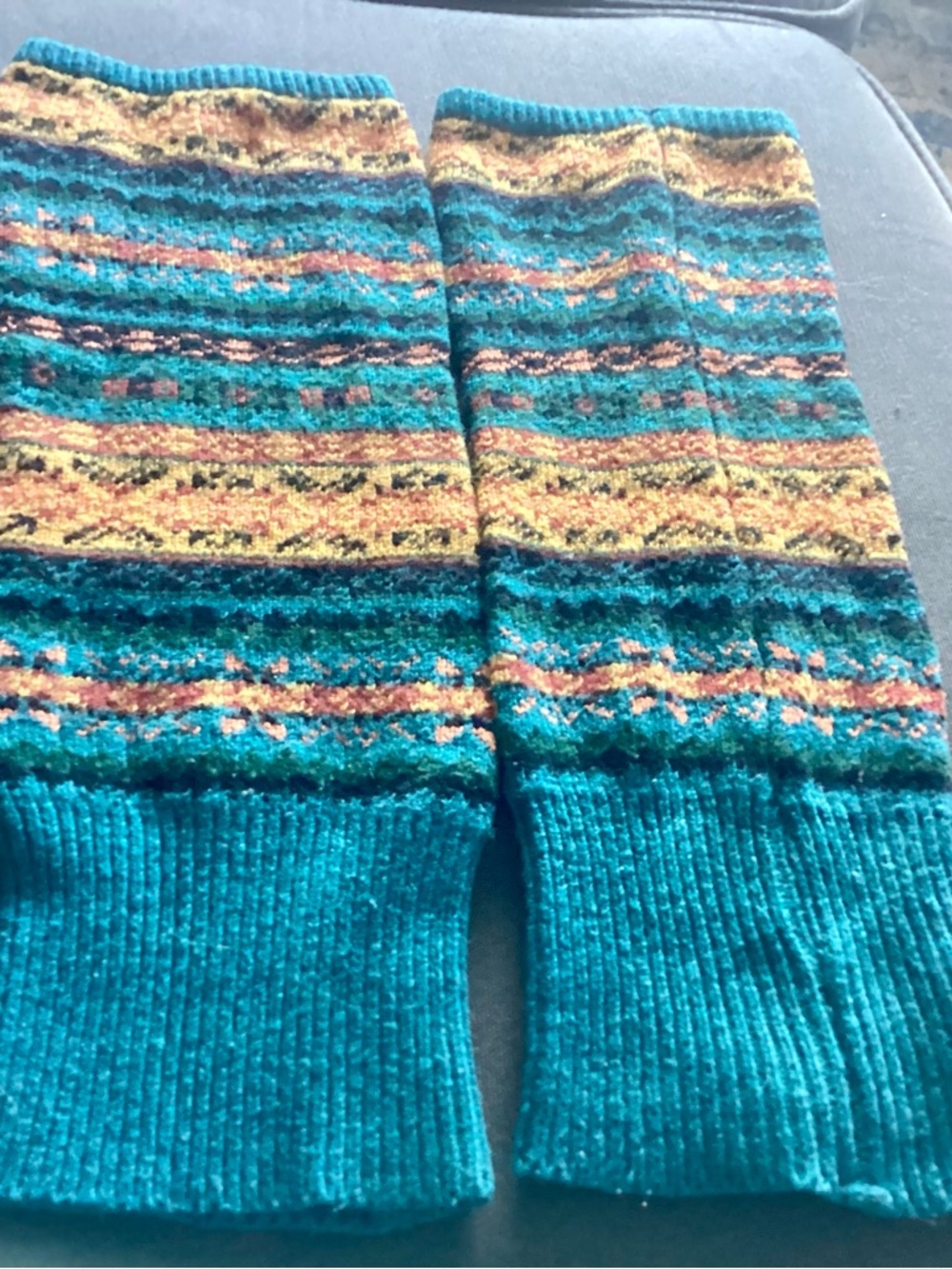Turquoise Patterned Crew Socks - Teal Multicolor
